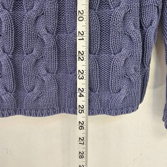 Vtg Eddie Bauer Purple Cable Knit Sweater Sz MClassic Fisherman Preppy Y2K E549 - Picture 5 of 9